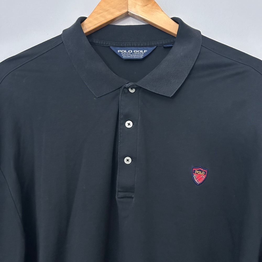 Polo Ralph Lauren Golf Shirt Mens XL Black Long Sleeve Cotton Crest Logo